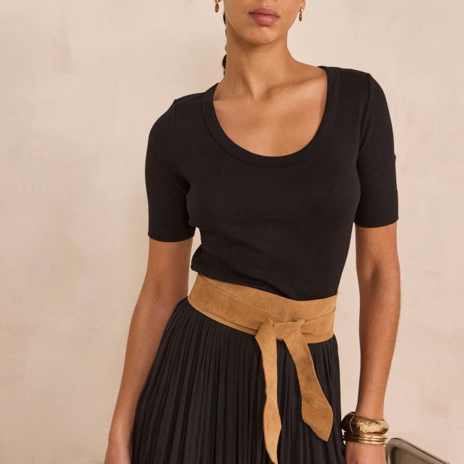 T-shirt manches courtes en coton m&eacute;lang&eacute; LANA