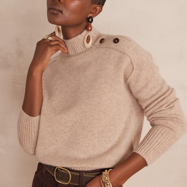 Pull col montant BRADLEY en 100% cachemire - 4 fils