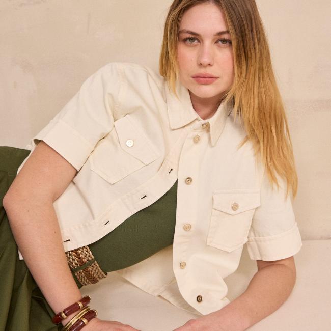 Chemise en jean &agrave; manches courtes DIEGO