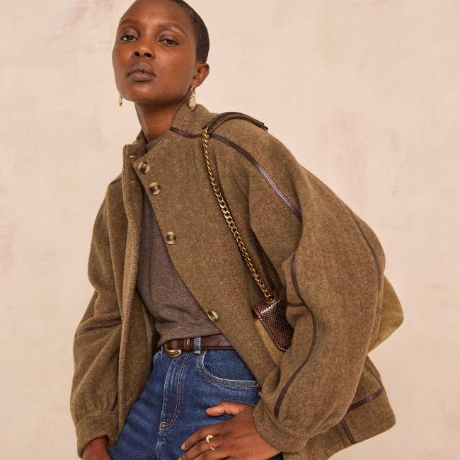 Blouson manches longues laine m&eacute;lang&eacute;e CELESTIN