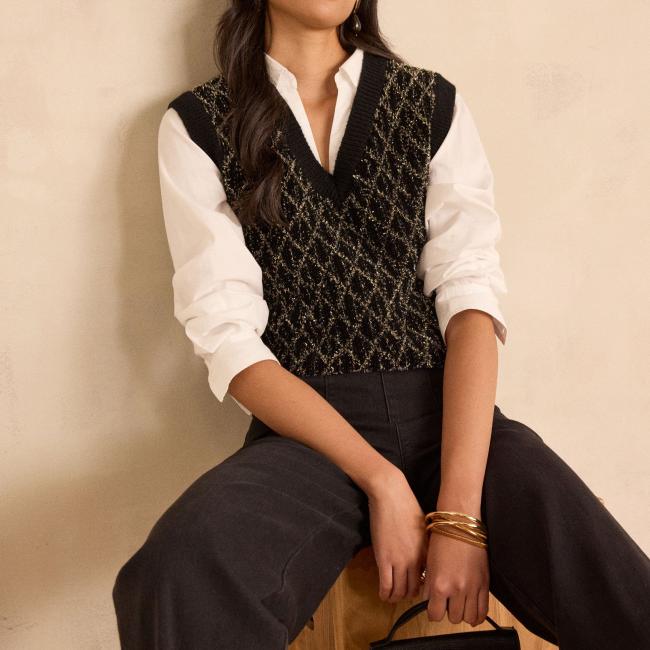 Pull col V sans manches BAXTER