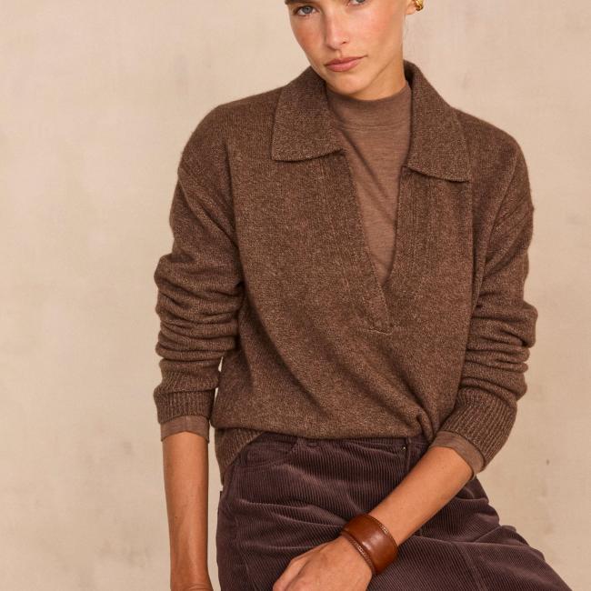 Pull manches longues en laine et yack m&eacute;lang&eacute;s ANDY
