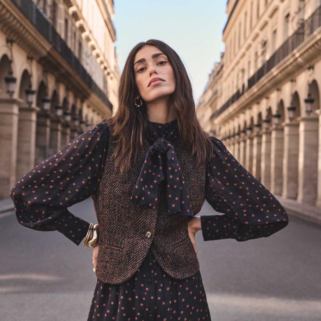 Gilet tweed sans manches en laine m&eacute;lang&eacute;e PHARELL