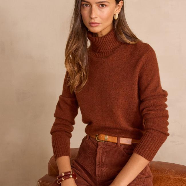 Pull col-roul&eacute; unisexe en 100% cachemire - 4 fils SWAN(N)