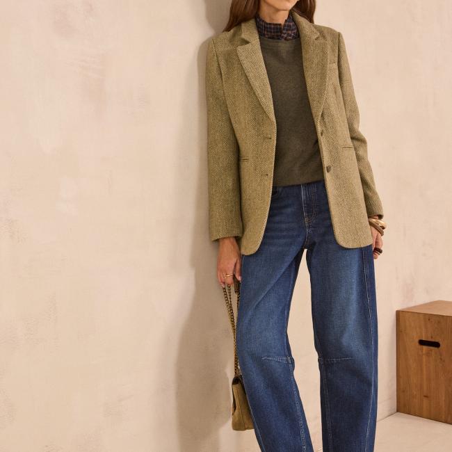 Blazer en laine m&eacute;lang&eacute; COURTNEY