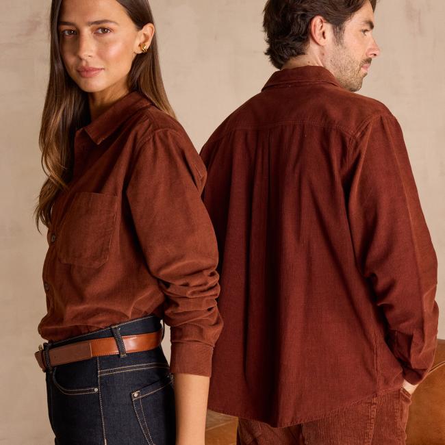 Chemise en velours c&ocirc;tel&eacute; unisexe en 100% coton INTREPIDE