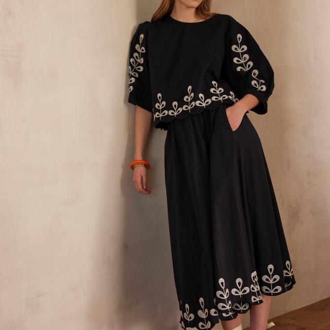 Jupe JASMINE en coton brodé