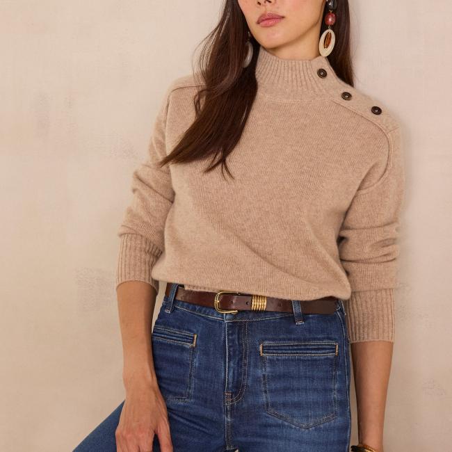 Pull col montant en 100% cachemire 4 fils BRADLEY