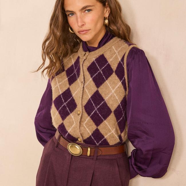 Gilet jacquard en alpaga m&eacute;lang&eacute; ADELYS