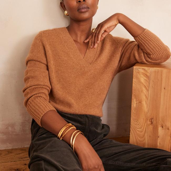 Pull col V en 100% cachemire 4 fils BRYTON