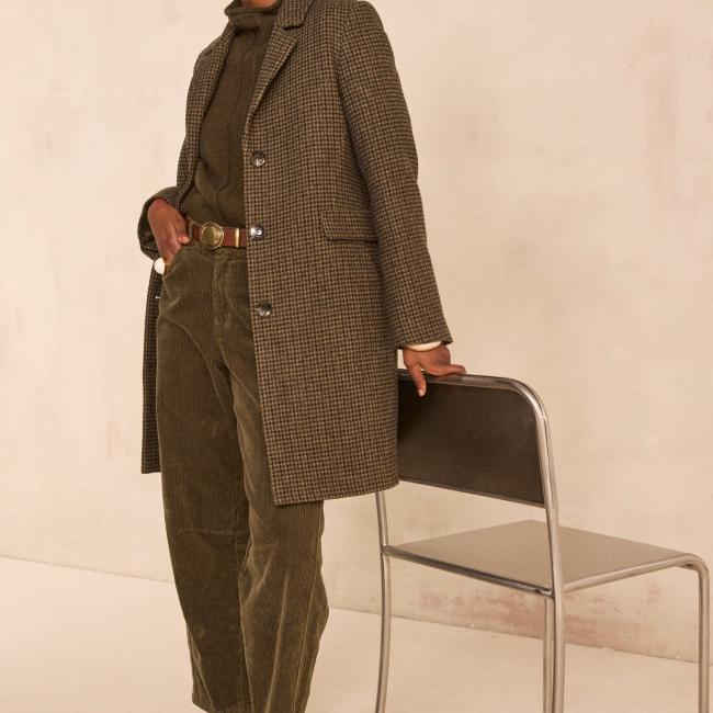 Manteau &agrave; carreaux motif prince-de-galles ANABELLE