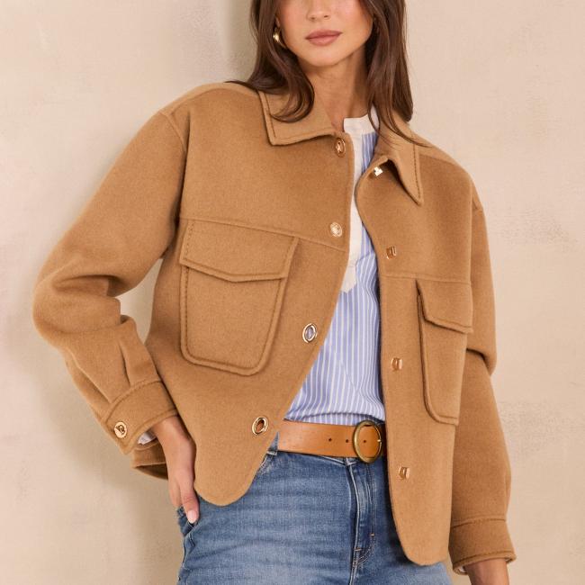 Blouson &agrave; manches longues en laine m&eacute;lang&eacute;e CLEA