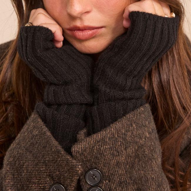 Gants noirs en laine FLORA 