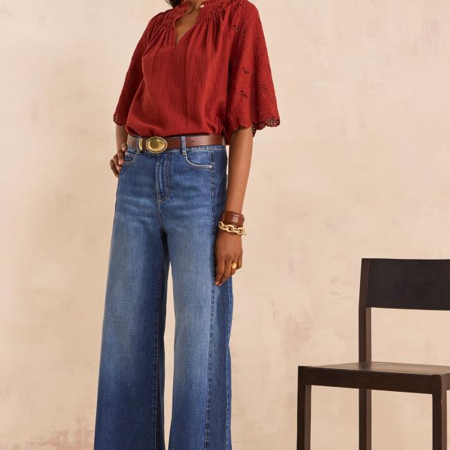 Jean bicolore extra large en coton SAVANA