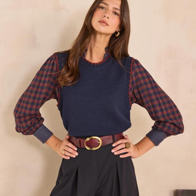 Pull sans manches en laine m&eacute;lang&eacute;e ALENZO