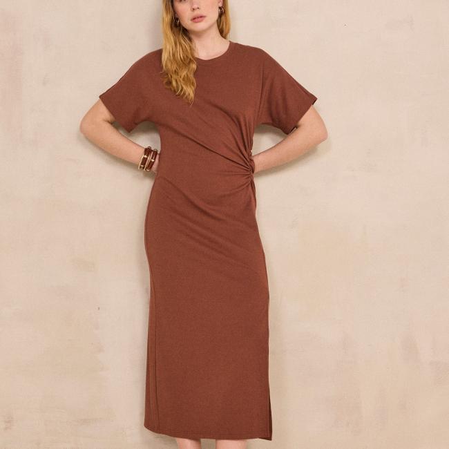 Robe slim en coton m&eacute;lang&eacute; BRISBANE