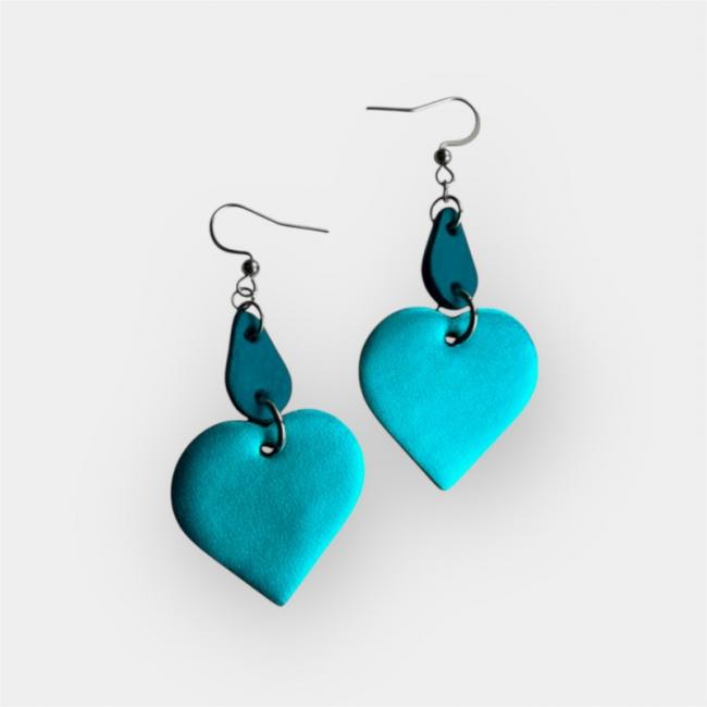 BOUCLES D'OREILLES EN CUIR BLEU, NELLY