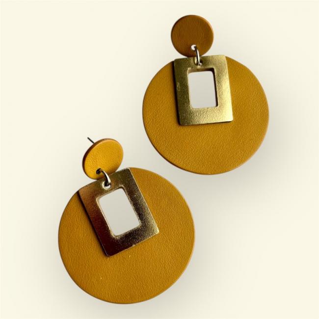 CRÉOLES EN CUIR JAUNE, JULIETTE
