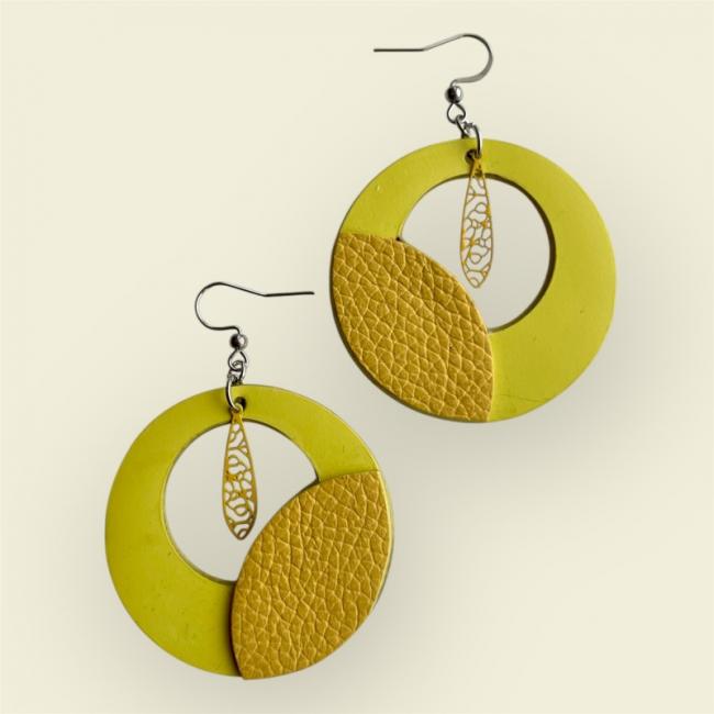 CRÉOLE EN CUIR JAUNE, MAMZELLE BIJOUX