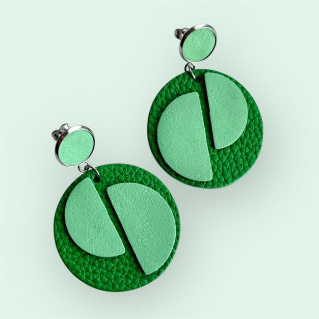 CRÉOLES EN CUIR VERT, JEANNE