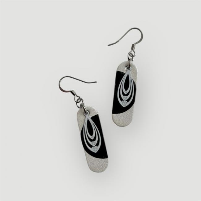BOUCLES D'OREILLES CUIR NOIR ET BLANC, AMÉLIE