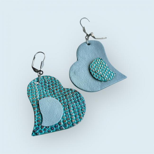 BOUCLES D'OREILLES ASYMÉTRIQUES EN CUIR, MODÈLE KYLE