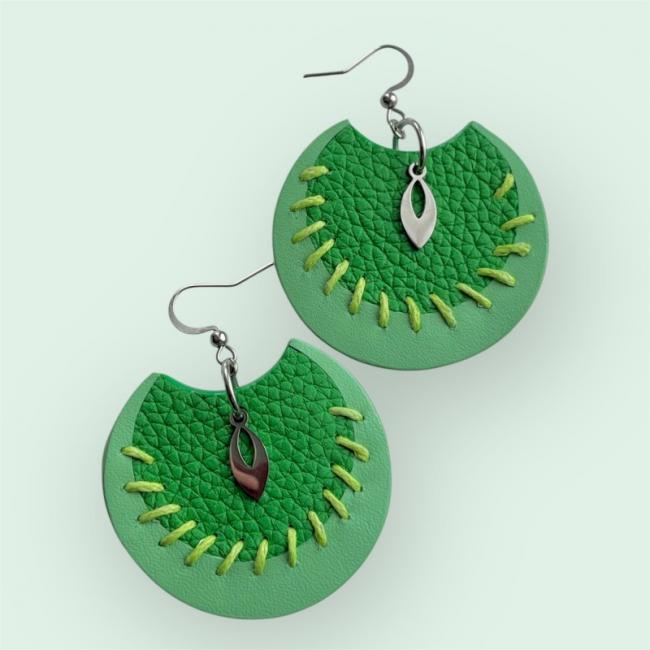 CRÉOLE CUIR  VERT, MAMZELLE BIJOUX