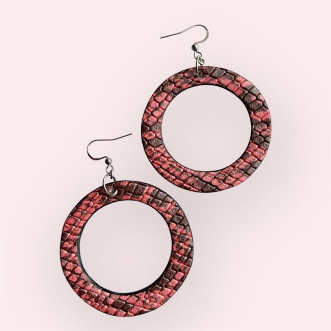 CRÉOLES EN CUIR ROSE
