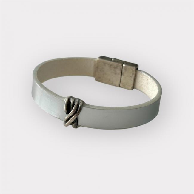 BRACELET MIXTE EN CUIR ARGENTÉ, MAMZELLEBIJOUX