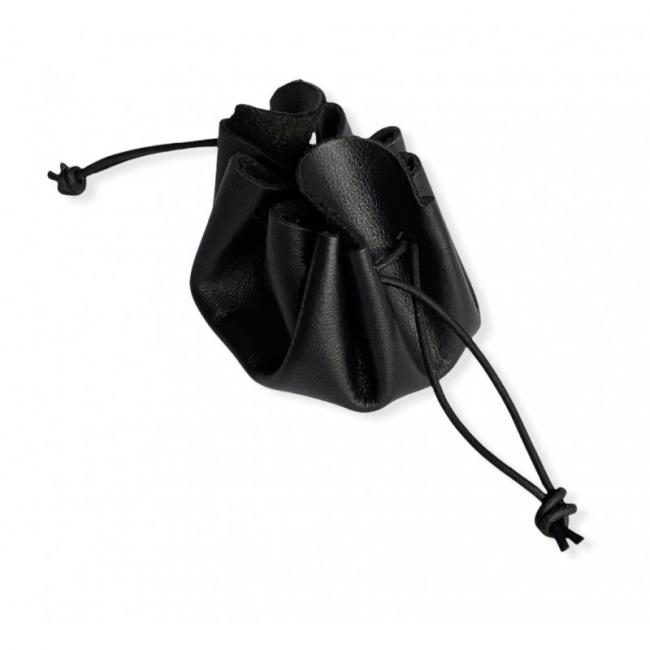BOURSE EN CUIR NOIR MÉDIÉVALE