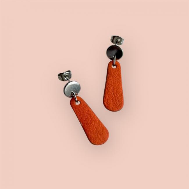 BOUCLES D'OREILLES EN CUIR ORANGE-MODÈLE ISIS