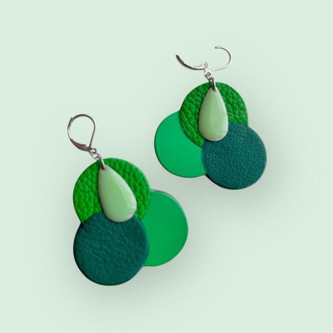 BOUCLES D'OREILLES EN CUIR FAIT MAIN, MODÈLE ALIX