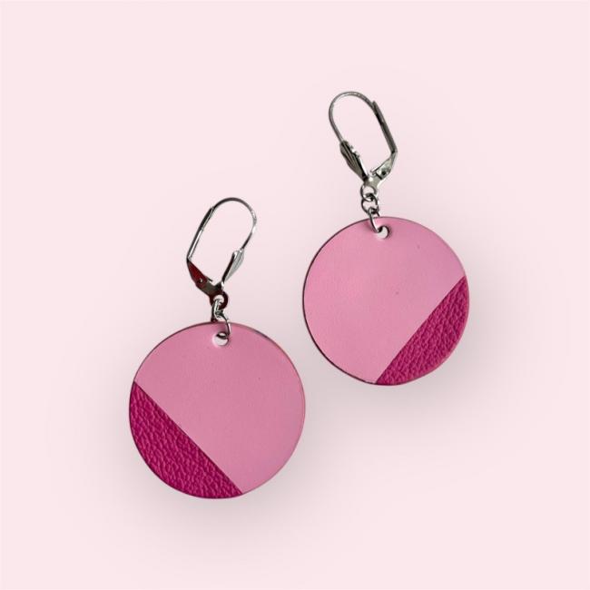 CRÉOLES EN CUIR ROSE, LILY