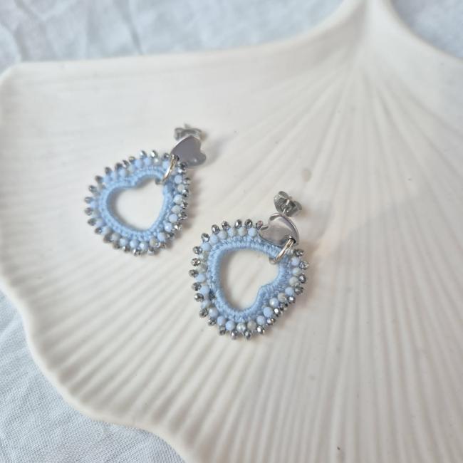 Boucle coeur bleu ciel, acier inoxydable
