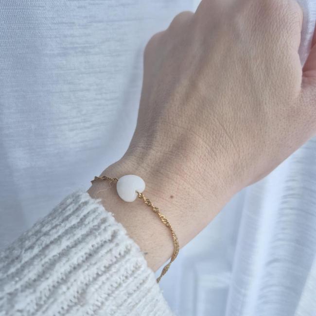 Bracelet torsad&eacute; coeur, acier inoxydable