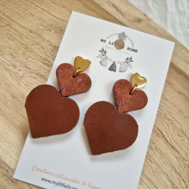 Coeur marron, acier inoxydable