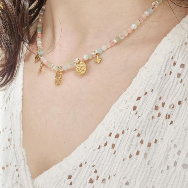 Collier pastel multicolore, acier inoxydable
