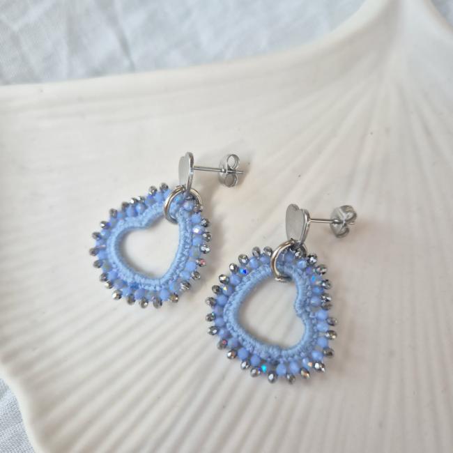Boucle coeur bleu lavande, acier inoxydable