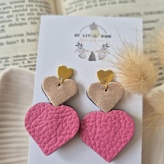 Boucle coeur rose, acier inoxydable