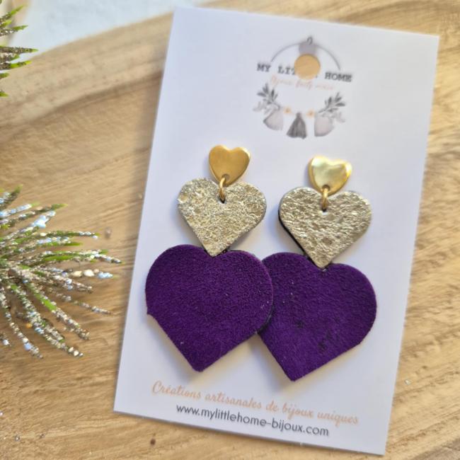 Coeur violet et dor&eacute;, acier inoxydable