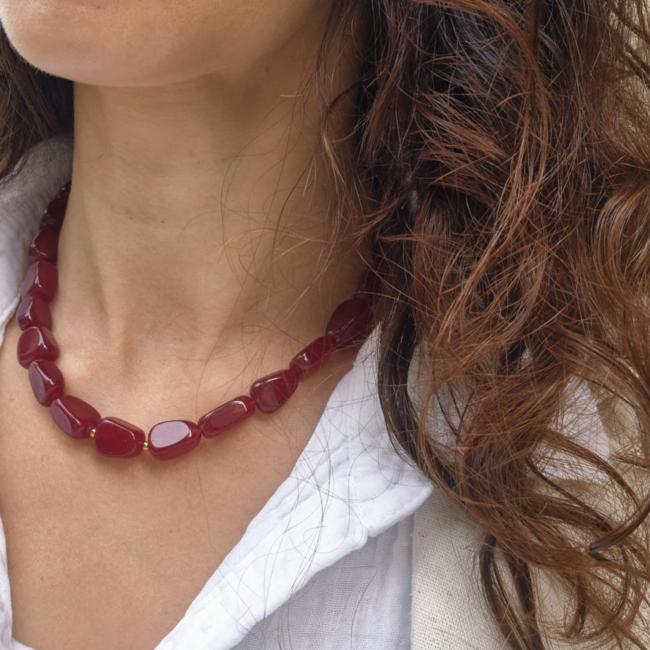 Colllier bordeaux, acier inoxydable