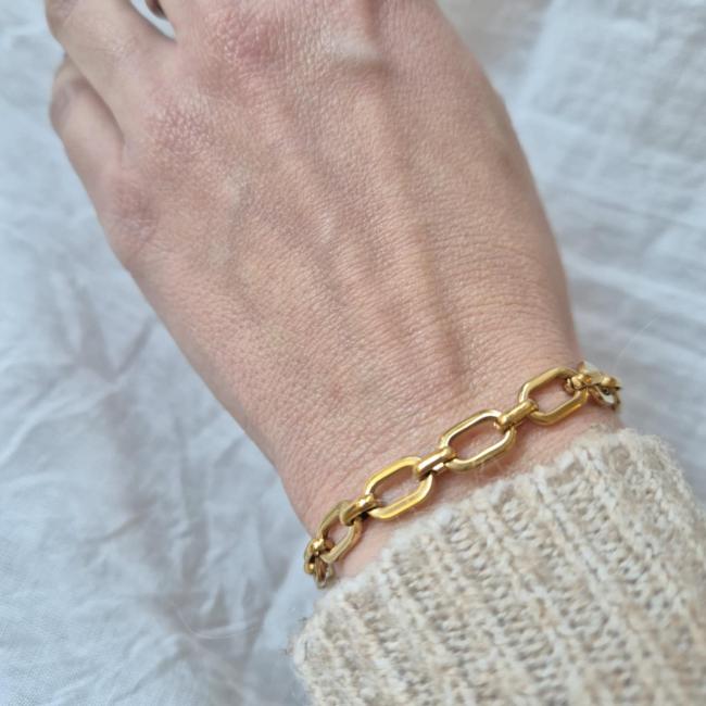 Bracelet maille plate, acier inoxydable