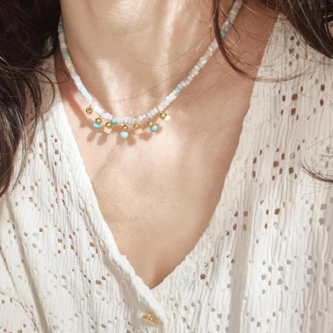 Collier pastel, acier inoxydable