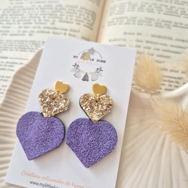 Coeur violet et dor&eacute;, acier inoxydable