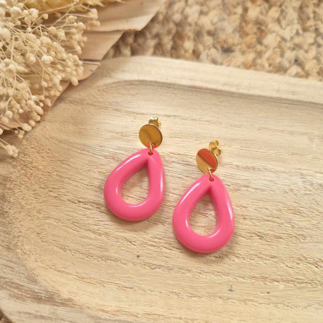 Boucle rose bonbon, acier inoxydable