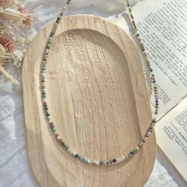Collier différentes perles, acier inoxydable