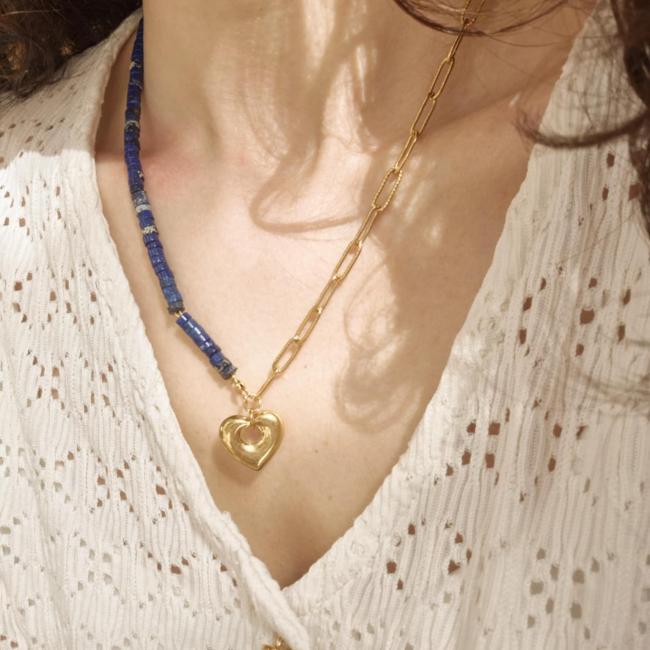 Collier bleu marine, acier inoxydable