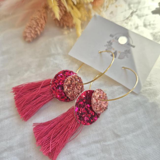 Boucle fuchsia, acier inoxydable