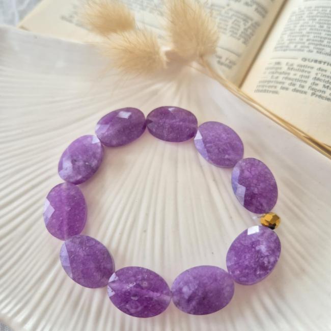 Bracelet pierre violet, acier inoxydable