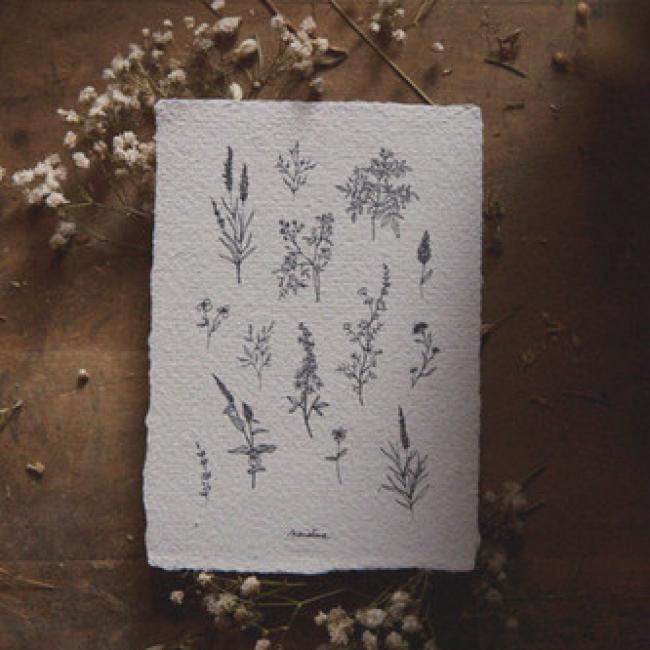 Carte artisanale po&eacute;tique  |  Herbier fleuri